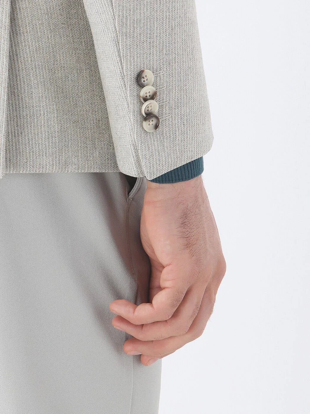 Stone Striped Modern Fit Wool Blended Jacket - 4