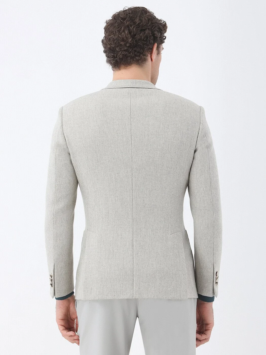 Stone Striped Modern Fit Wool Blended Jacket - 5