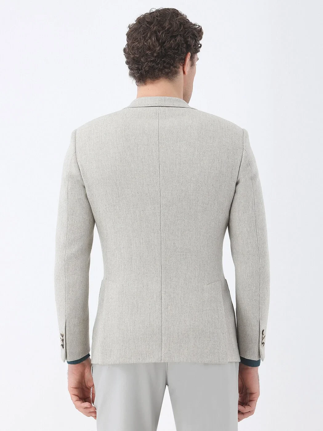 Stone Striped Modern Fit Wool Blended Jacket - 5