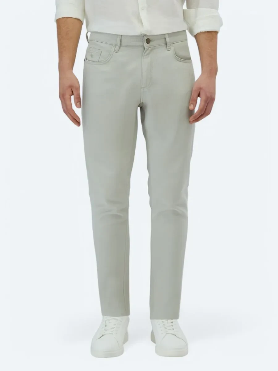Stone Weaving Regular Fit Casual Cotton Blended Trousers - 2