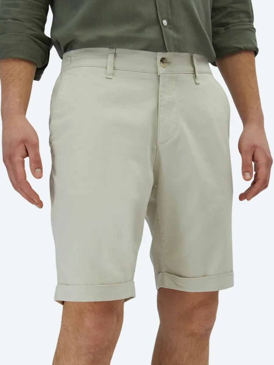 Stone Weaving Slim Fit Casual Cotton Blended Bermuda - 3