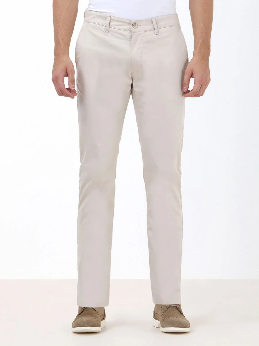 Stone Weaving Slim Fit Casual Cotton Blended Trousers - 1