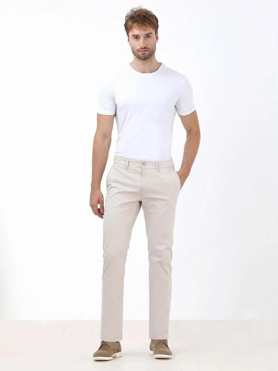 Stone Weaving Slim Fit Casual Cotton Blended Trousers - 2