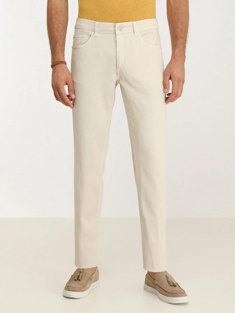 Stone Weaving Slim Fit Casual Cotton Blended Trousers - 1
