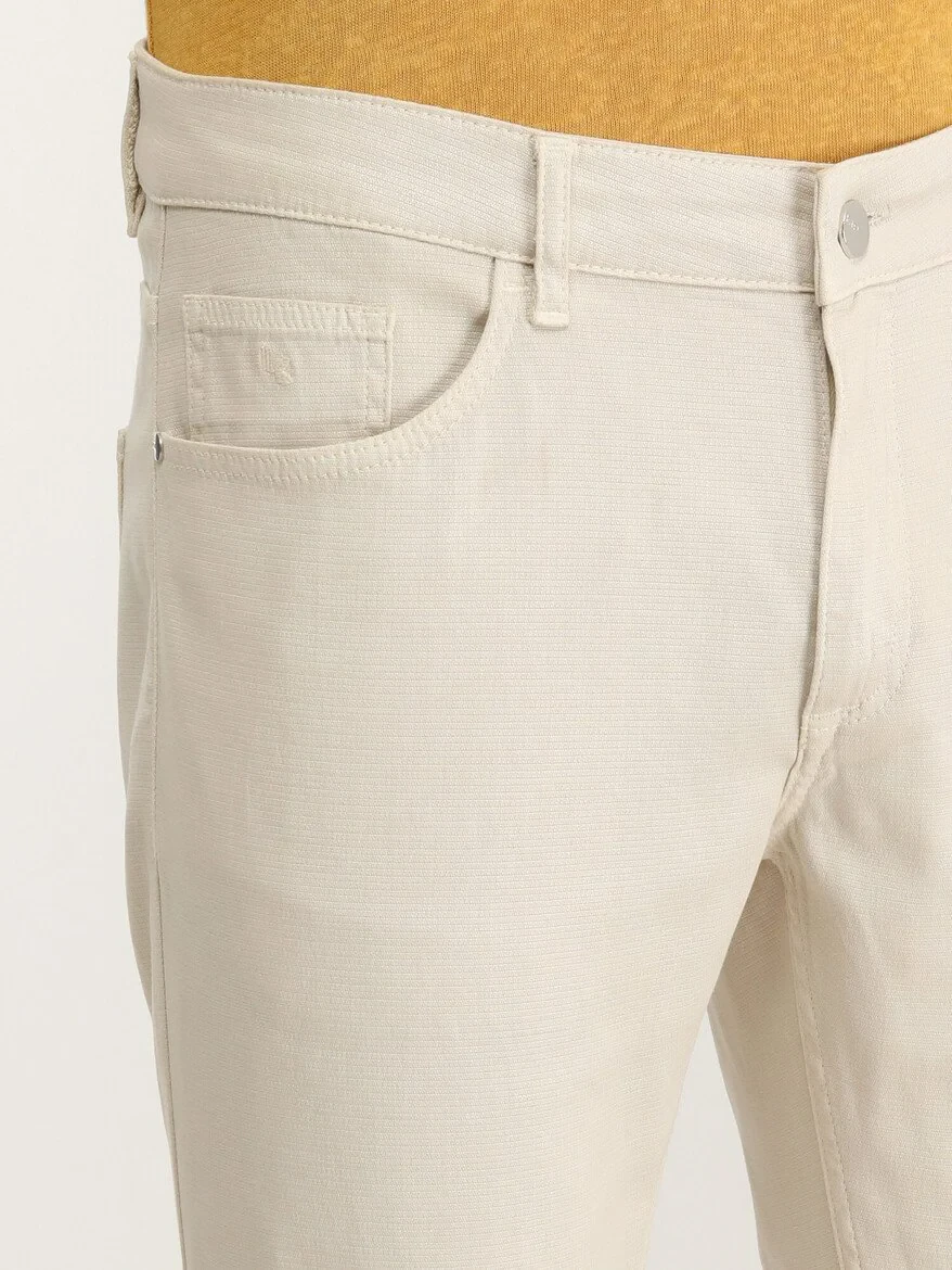 Stone Weaving Slim Fit Casual Cotton Blended Trousers - 3