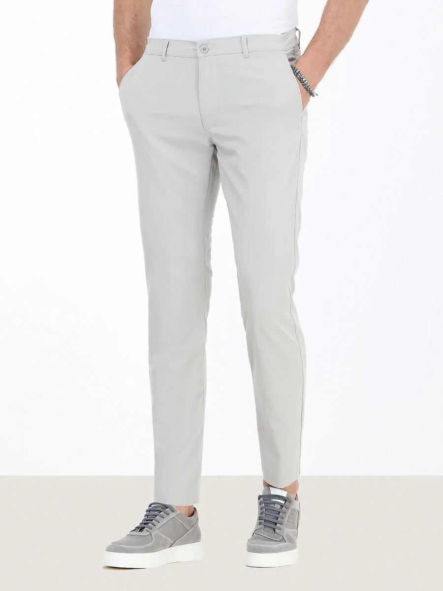 Stone Weaving Slim Fit Casual Trousers - 1