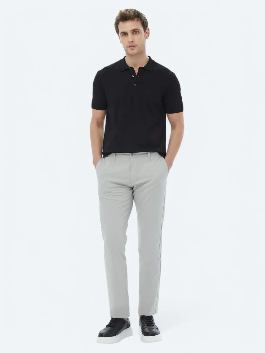 Stone Weaving Slim Fit Casual Trousers - 1