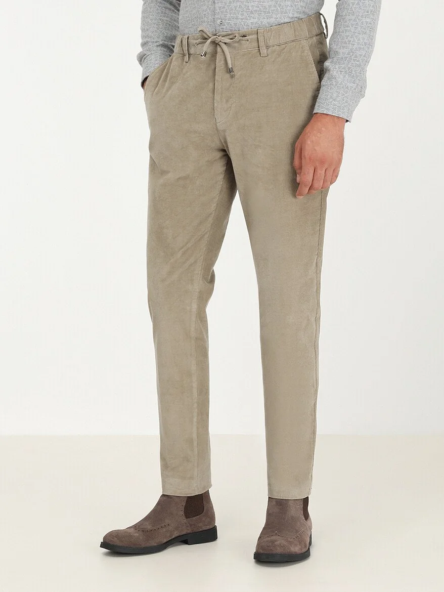 Taş Dokuma Jogging Fit Casual Pamuk Karışımlı Pantolon - 2
