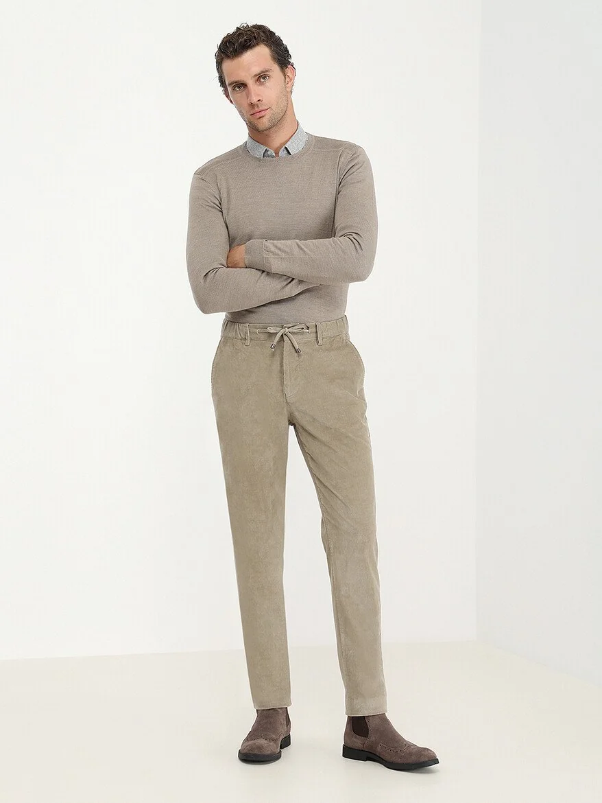 Taş Dokuma Jogging Fit Casual Pamuk Karışımlı Pantolon - 4