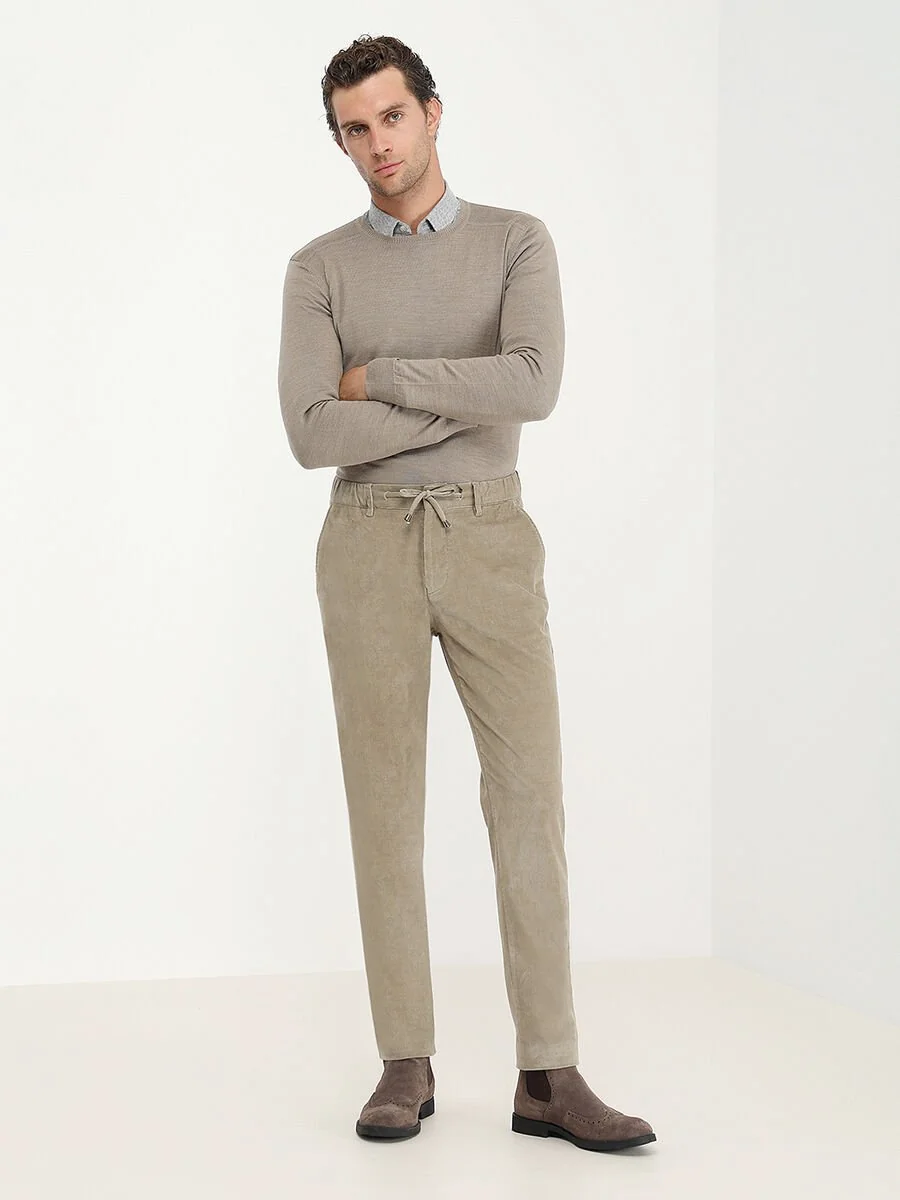 Taş Dokuma Jogging Fit Casual Pamuk Karışımlı Pantolon - 4