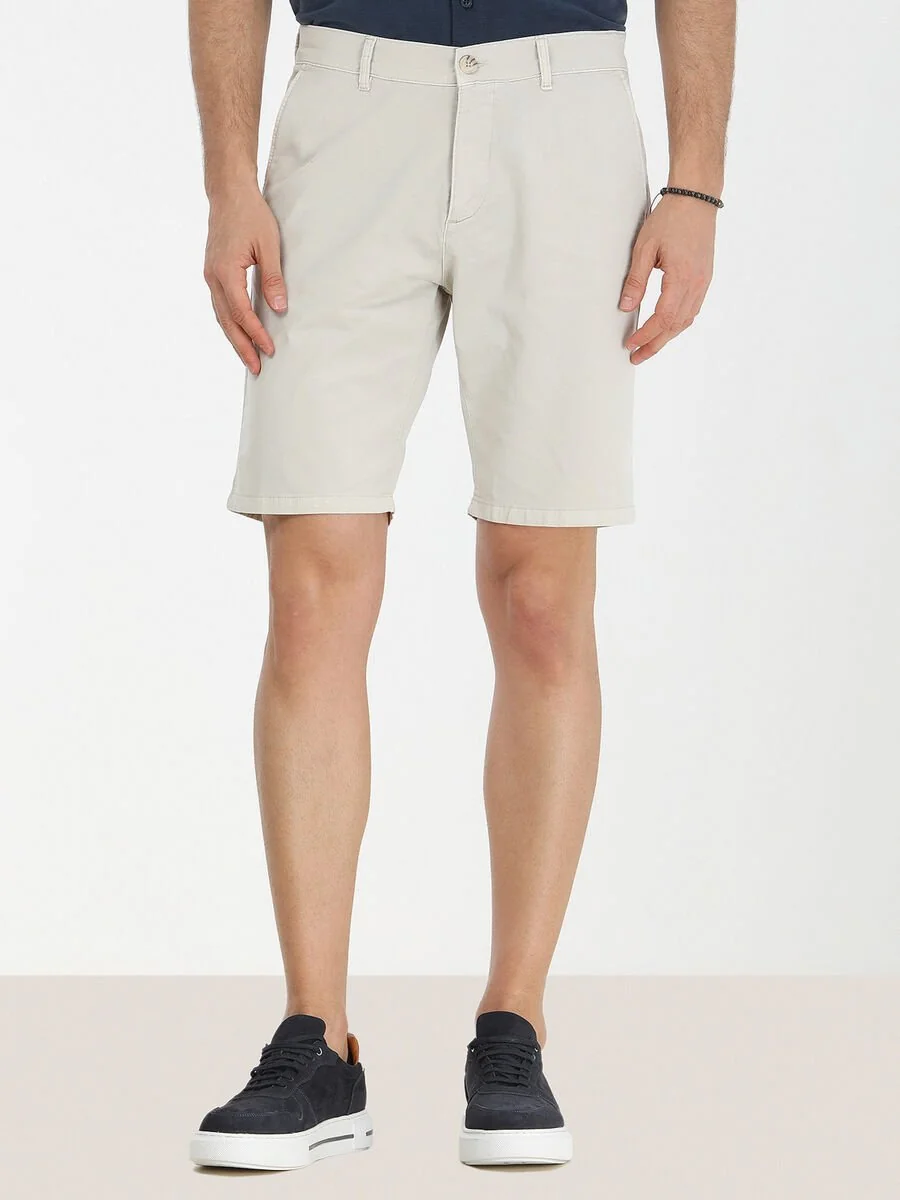 Taş Dokuma Slim Fit Casual Pamuk Karışımlı Bermuda - 1