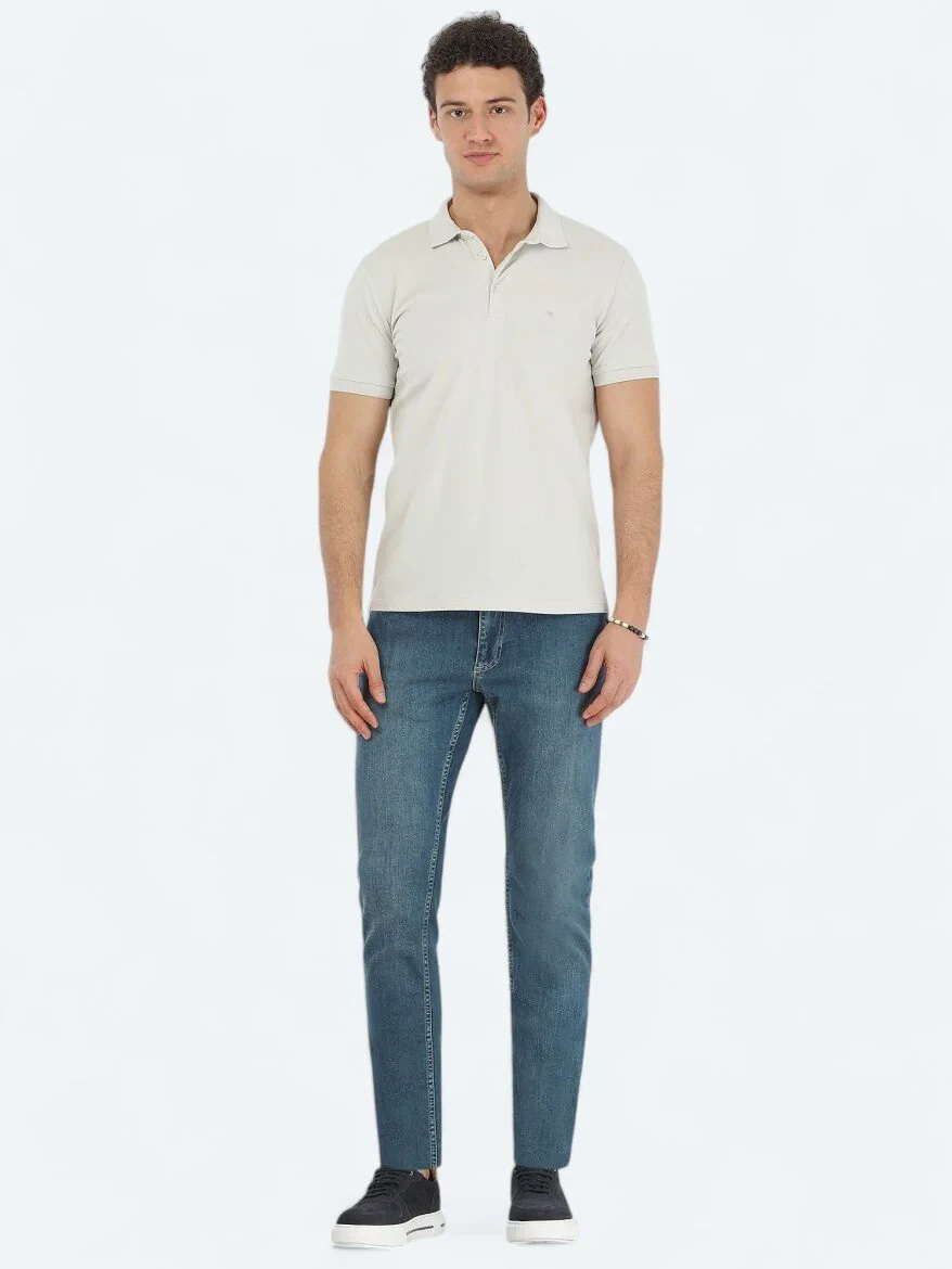 Taş Düz Polo Yaka %100 Pamuk T-Shirt - 3