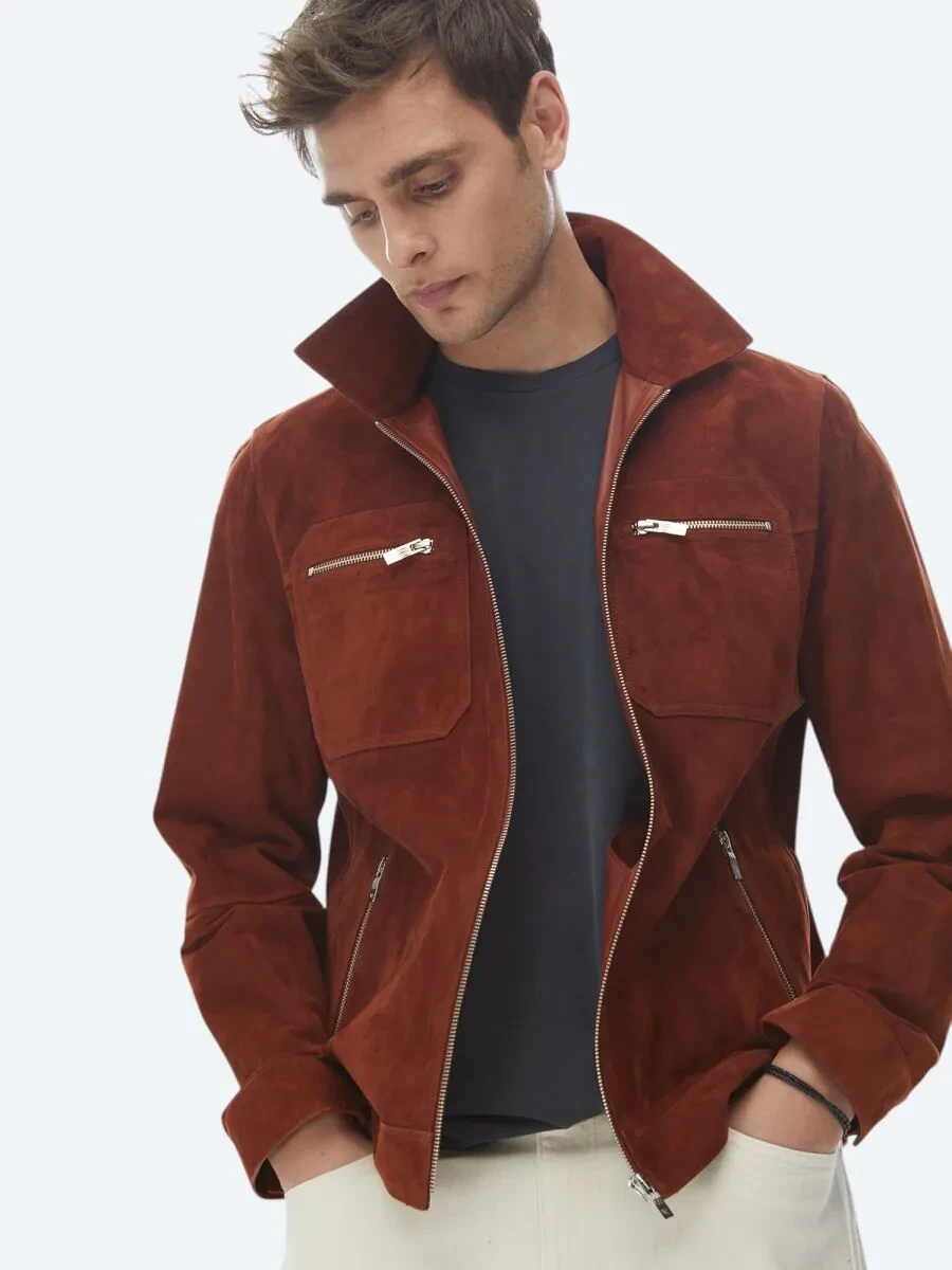 Tile Red Leather Coat - 1