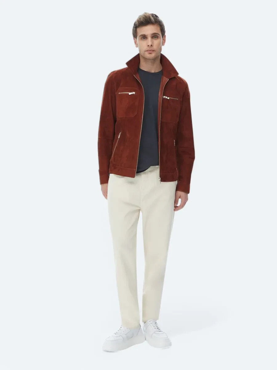 Tile Red Leather Coat - 2