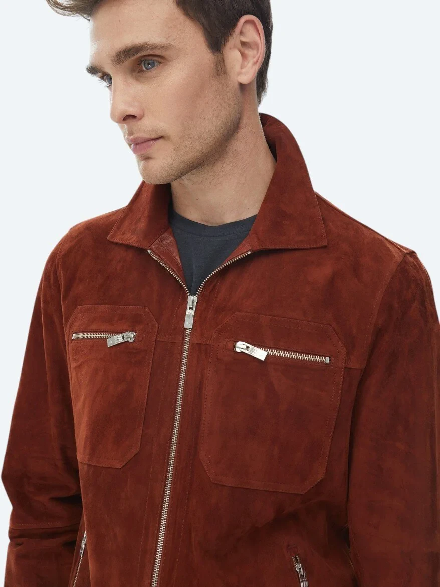 Tile Red Leather Coat - 3