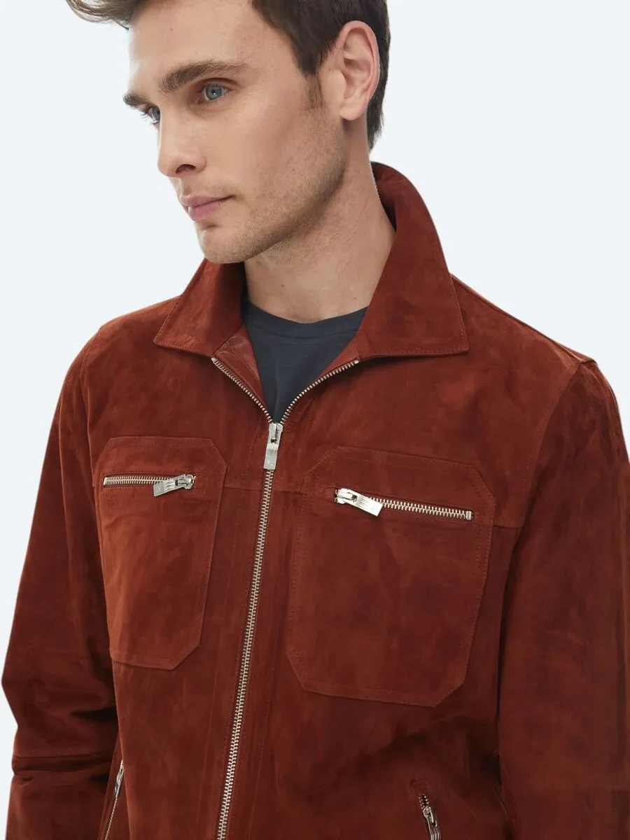Tile Red Leather Coat - 3
