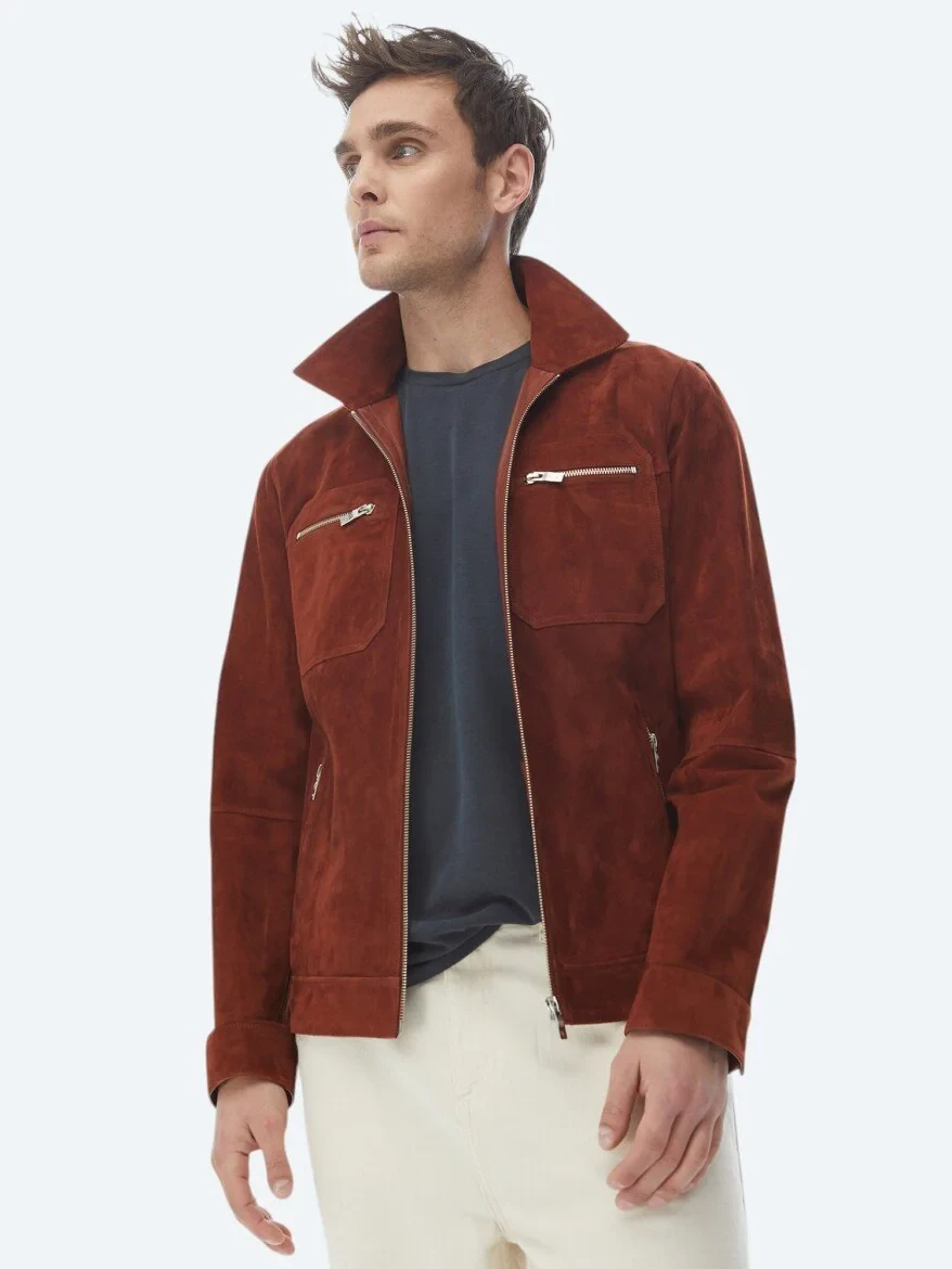Tile Red Leather Coat 