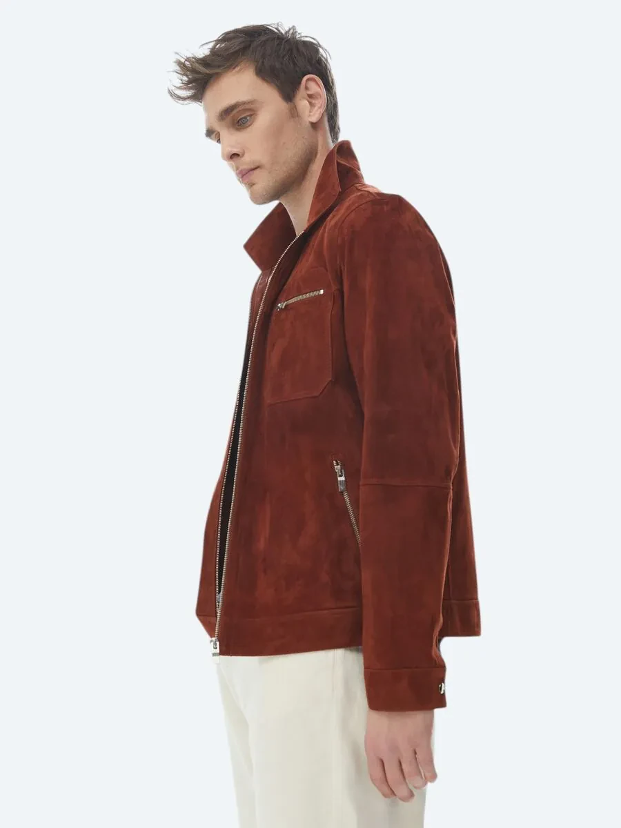 Tile Red Leather Coat - 5
