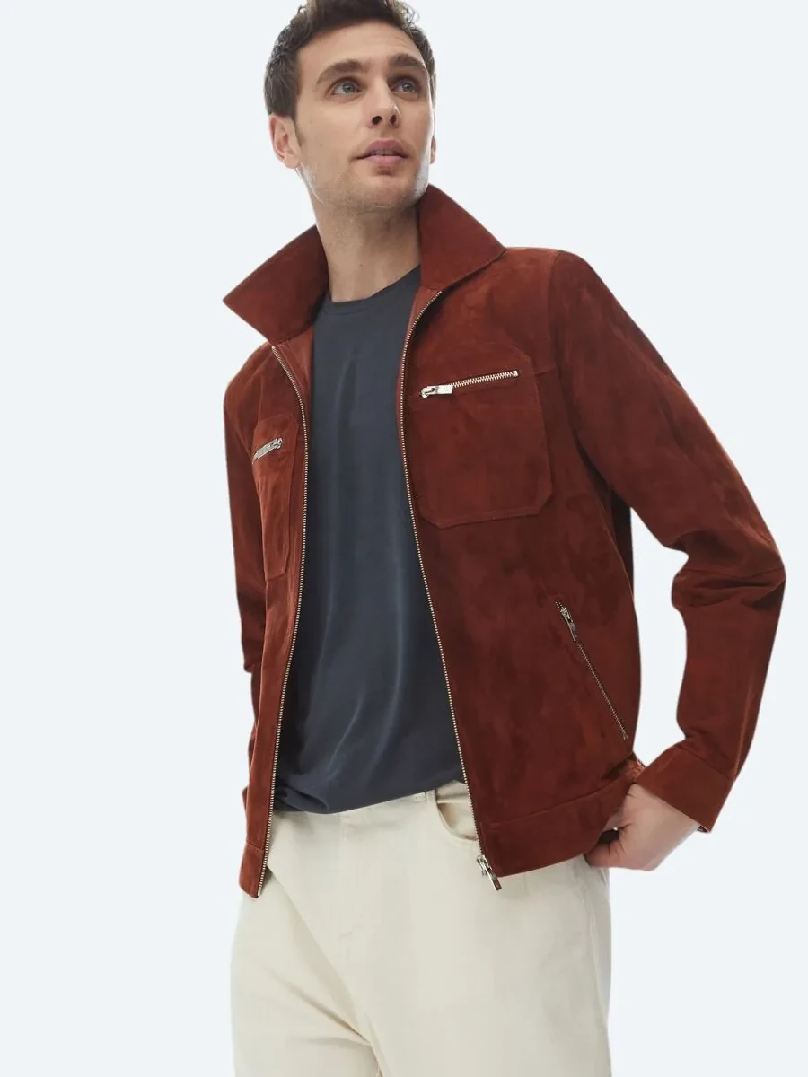 Tile Red Leather Coat - 6
