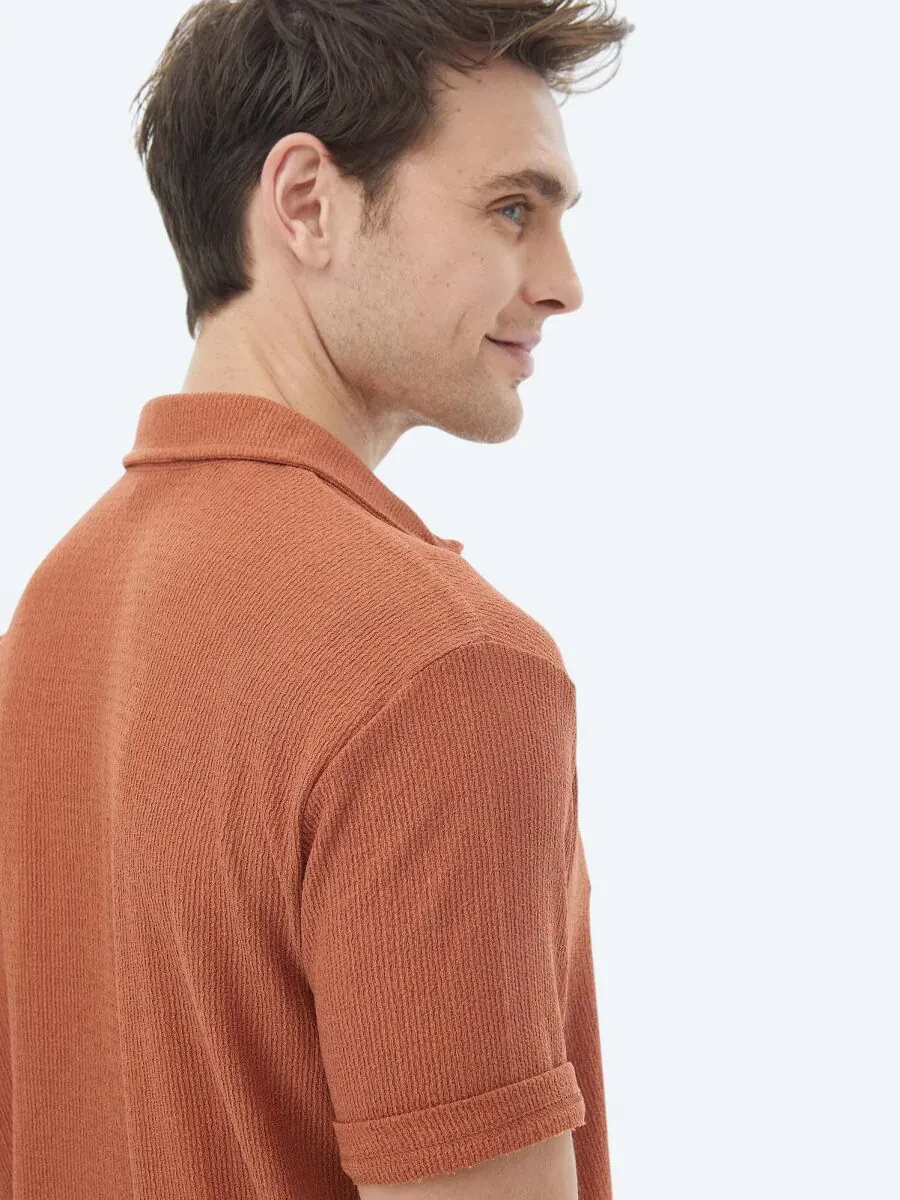 Tile Red Regular Fit Knitting Casual Shirt - 7