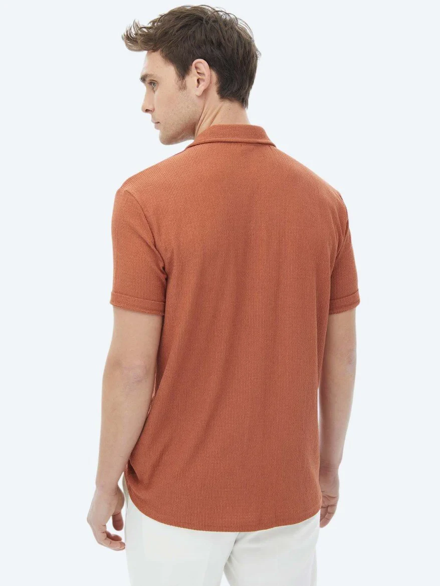 Tile Red Regular Fit Knitting Casual Shirt - 8