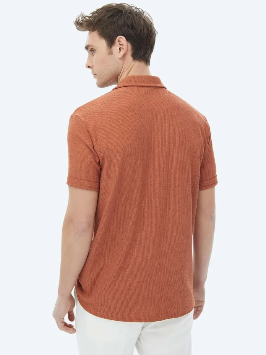 Tile Red Regular Fit Knitting Casual Shirt - 8