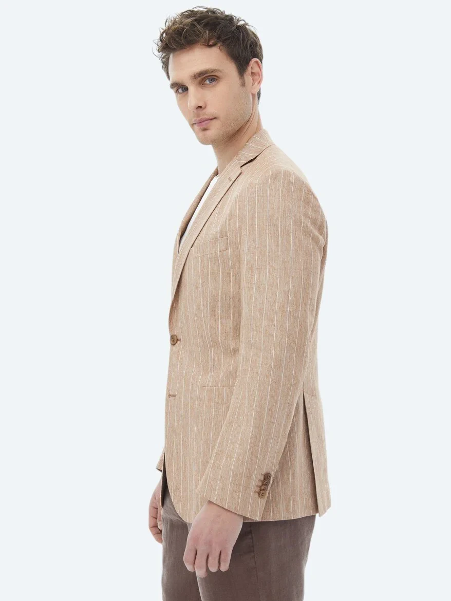 Tile Red Striped Modern Fit Cotton Blended Jacket - 6