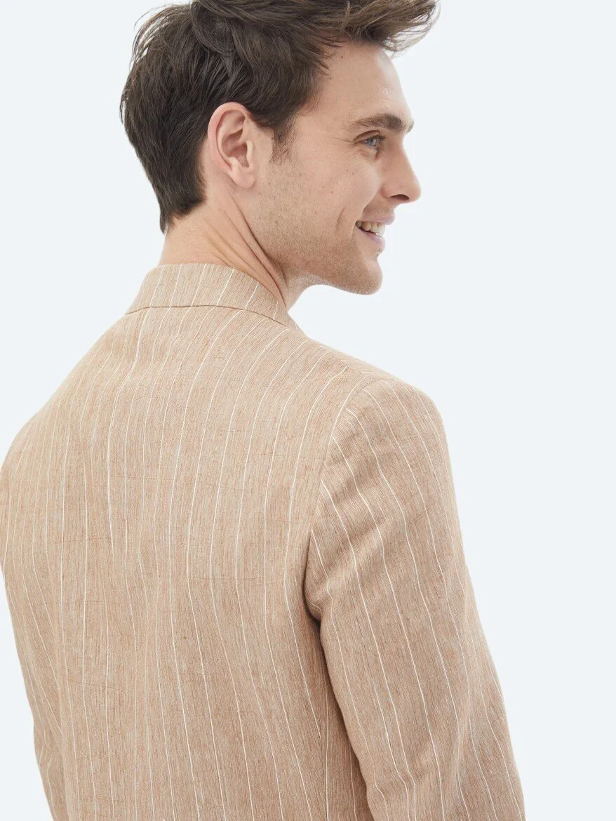 Tile Red Striped Modern Fit Cotton Blended Jacket - 13