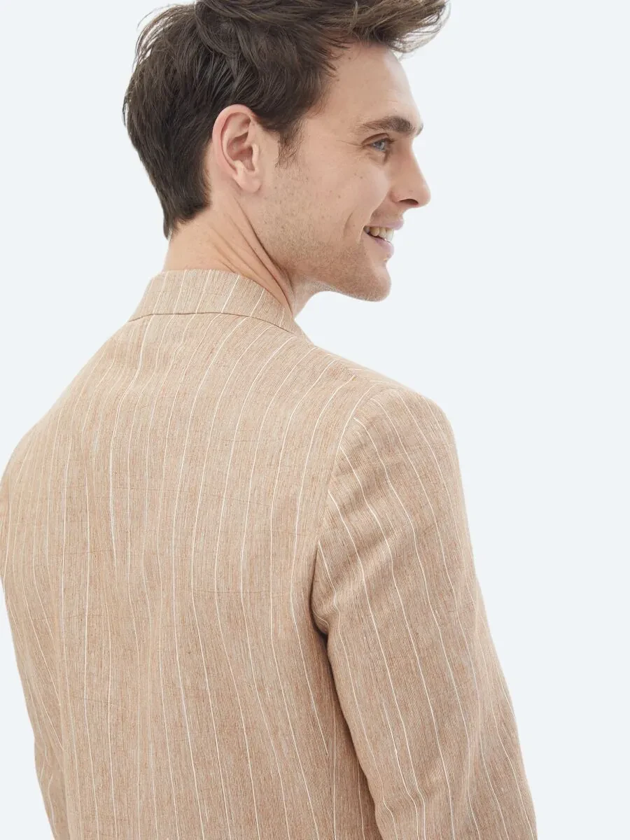 Tile Red Striped Modern Fit Cotton Blended Jacket - 13
