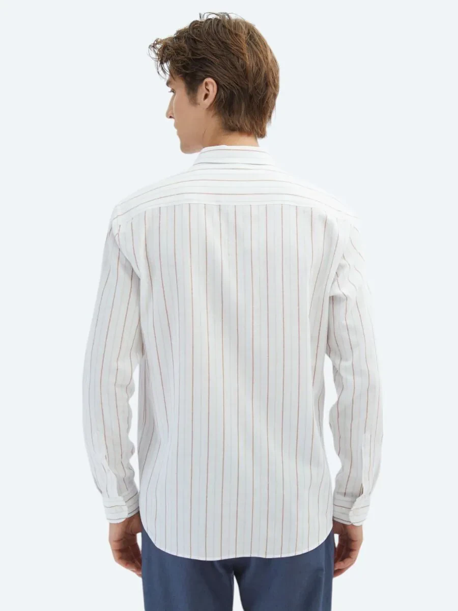 Tile Red Striped Regular Fit Weaving Casual 100% Cotton Shirt - 5