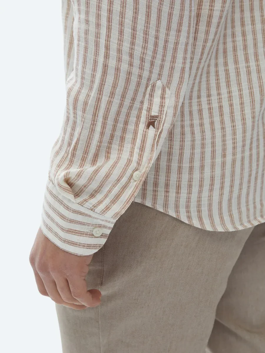 Tile Red Striped Regular Fit Weaving Casual Cotton Blended Shirt - 9