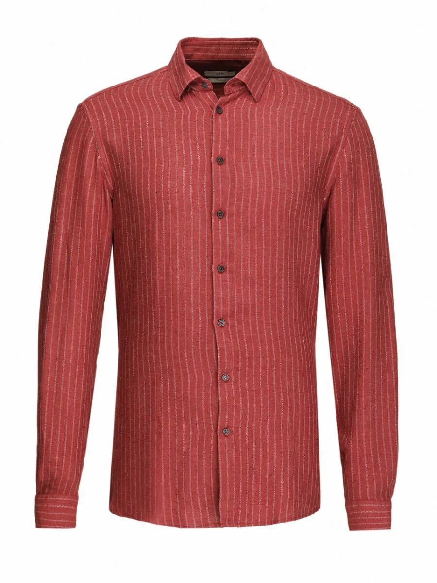 Tile Red Striped Regular Fit Weaving Casual Shirt - 6