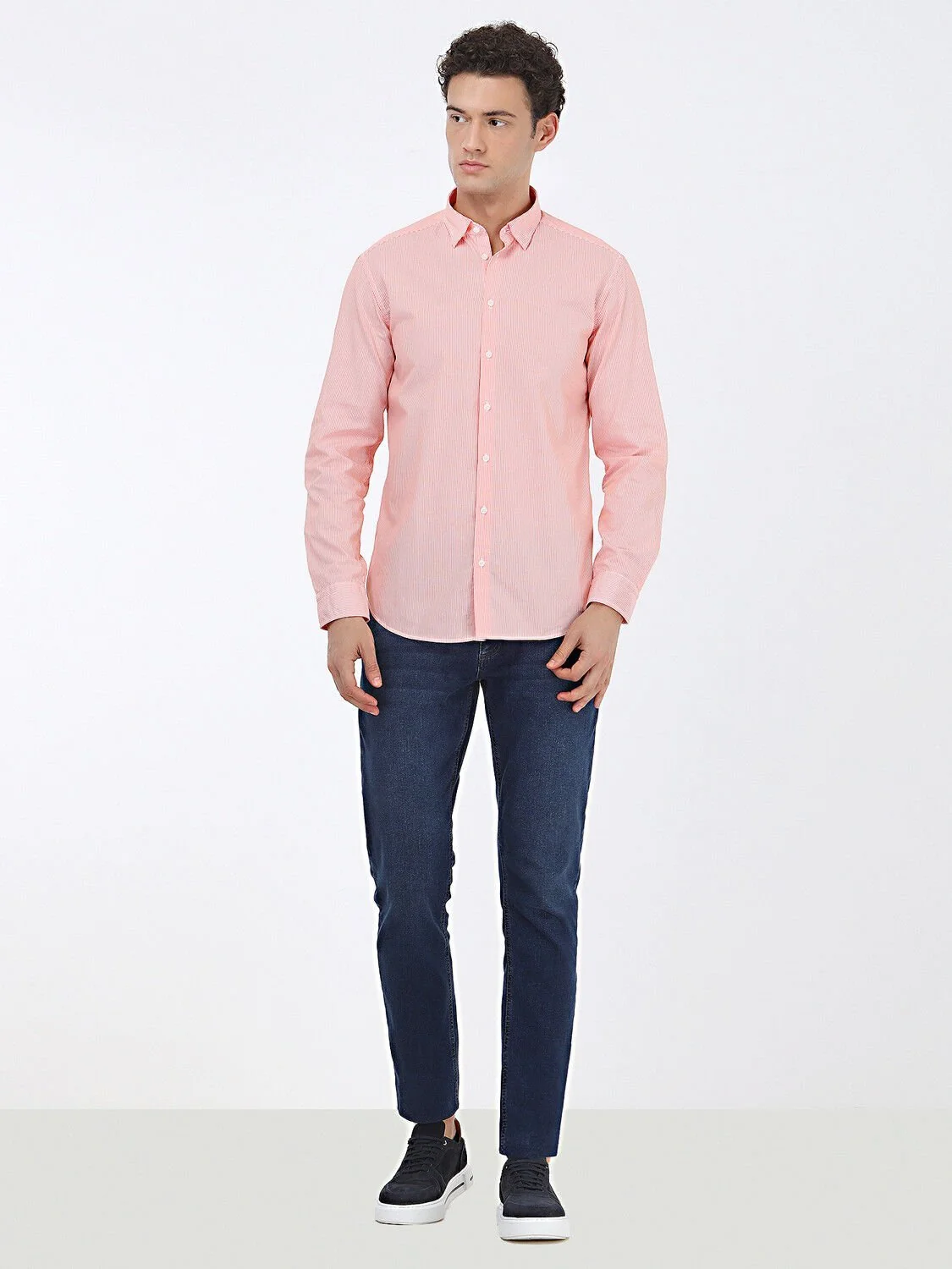 Turuncu Regular Fit Dokuma Casual %100 Pamuk Gömlek - 2