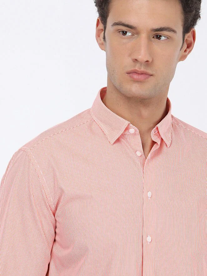 Turuncu Regular Fit Dokuma Casual %100 Pamuk Gömlek - 3