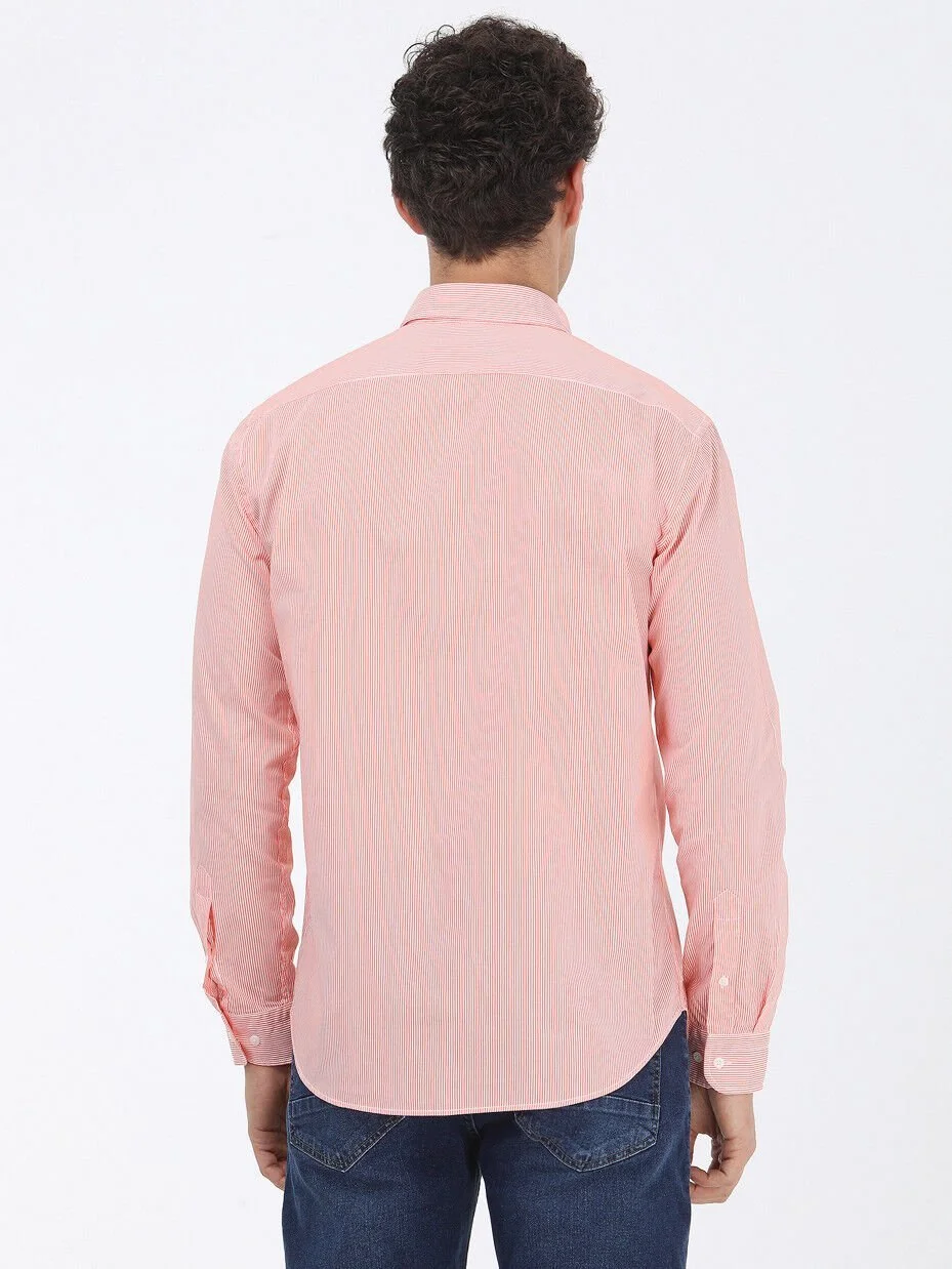 Turuncu Regular Fit Dokuma Casual %100 Pamuk Gömlek - 4