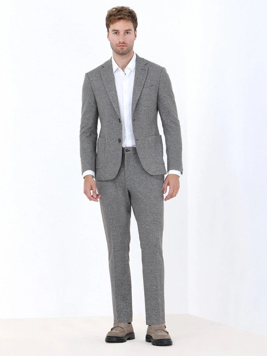 Vizon Baskılı Modern Fit Örme Takım Elbise - 2