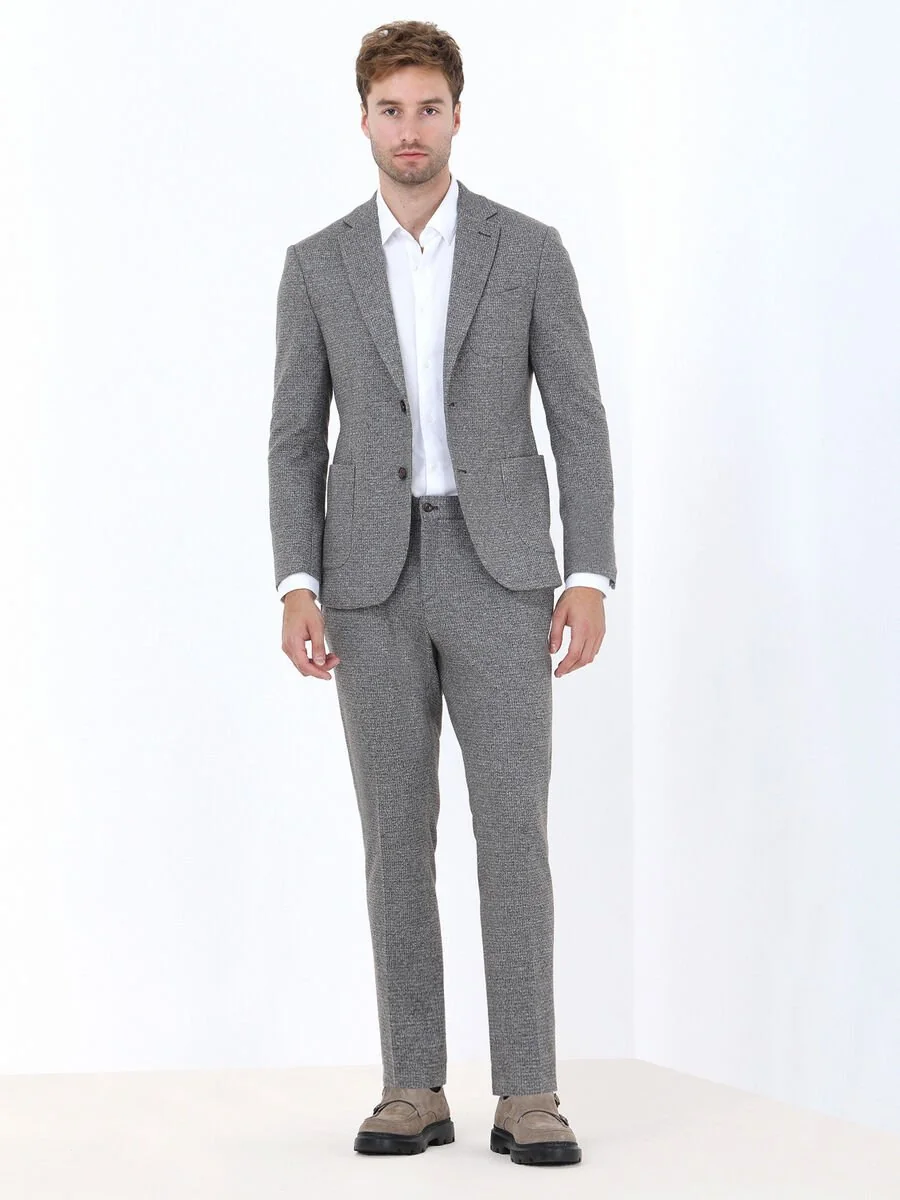 Vizon Baskılı Modern Fit Örme Takım Elbise - 2