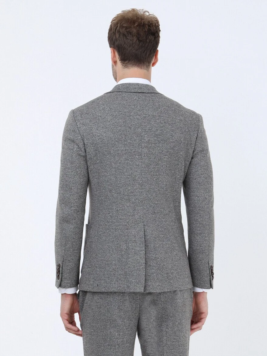 Vizon Baskılı Modern Fit Örme Takım Elbise - 4