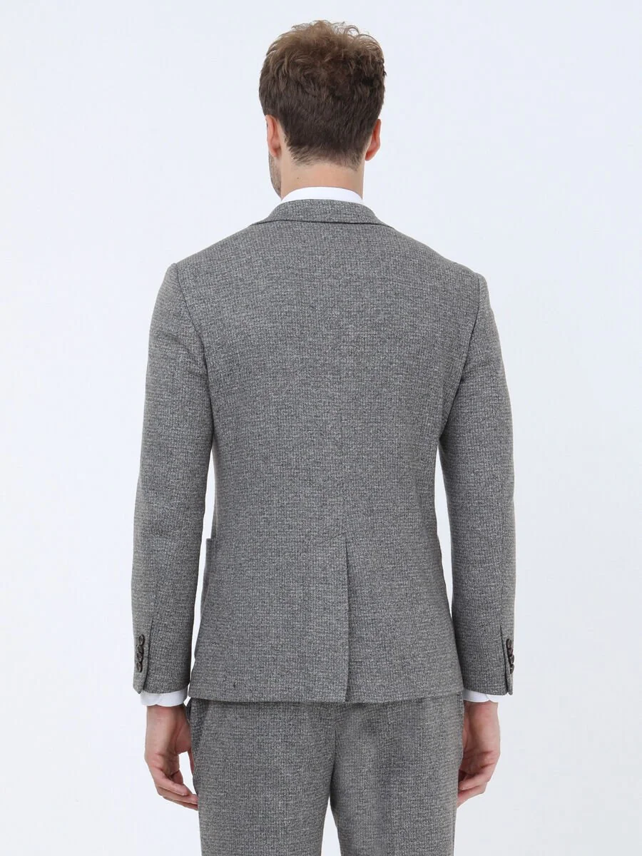 Vizon Baskılı Modern Fit Örme Takım Elbise - 4