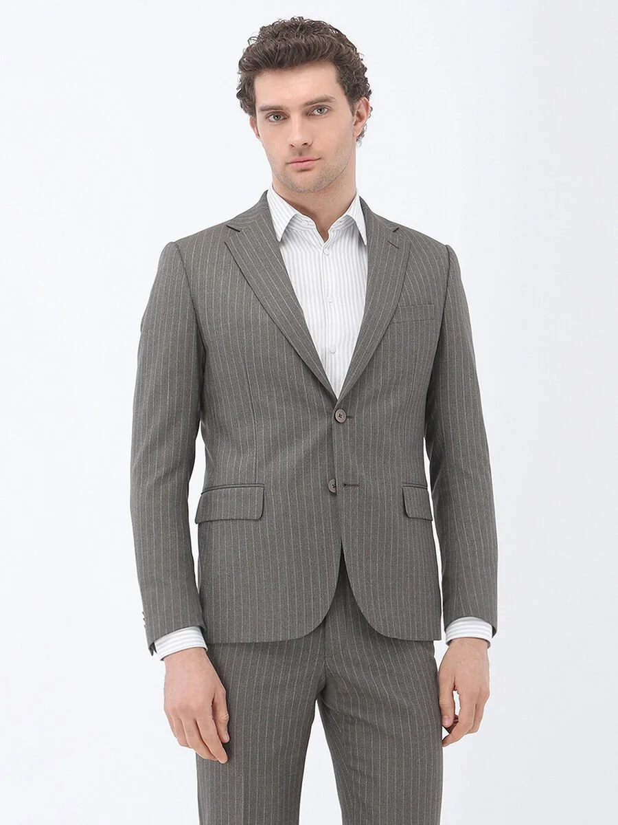 Vizon Çizgili Modern Fit Takım Elbise - 1