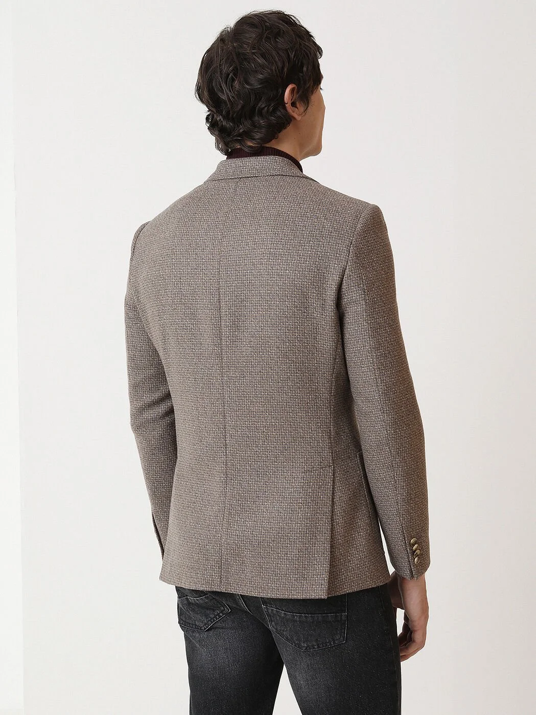Vizon Desenli Modern Fit Yün Karışımlı Ceket - 5