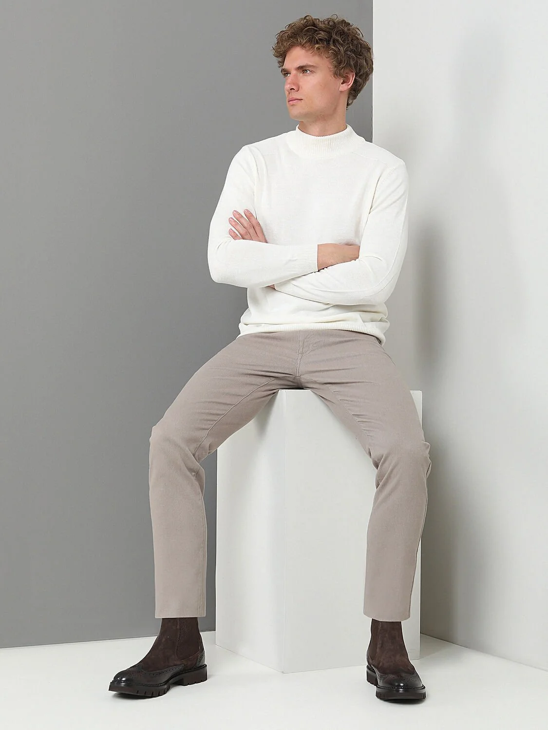 Vizon Dokuma Slim Fit Casual Pamuk Karışımlı Pantolon - 2