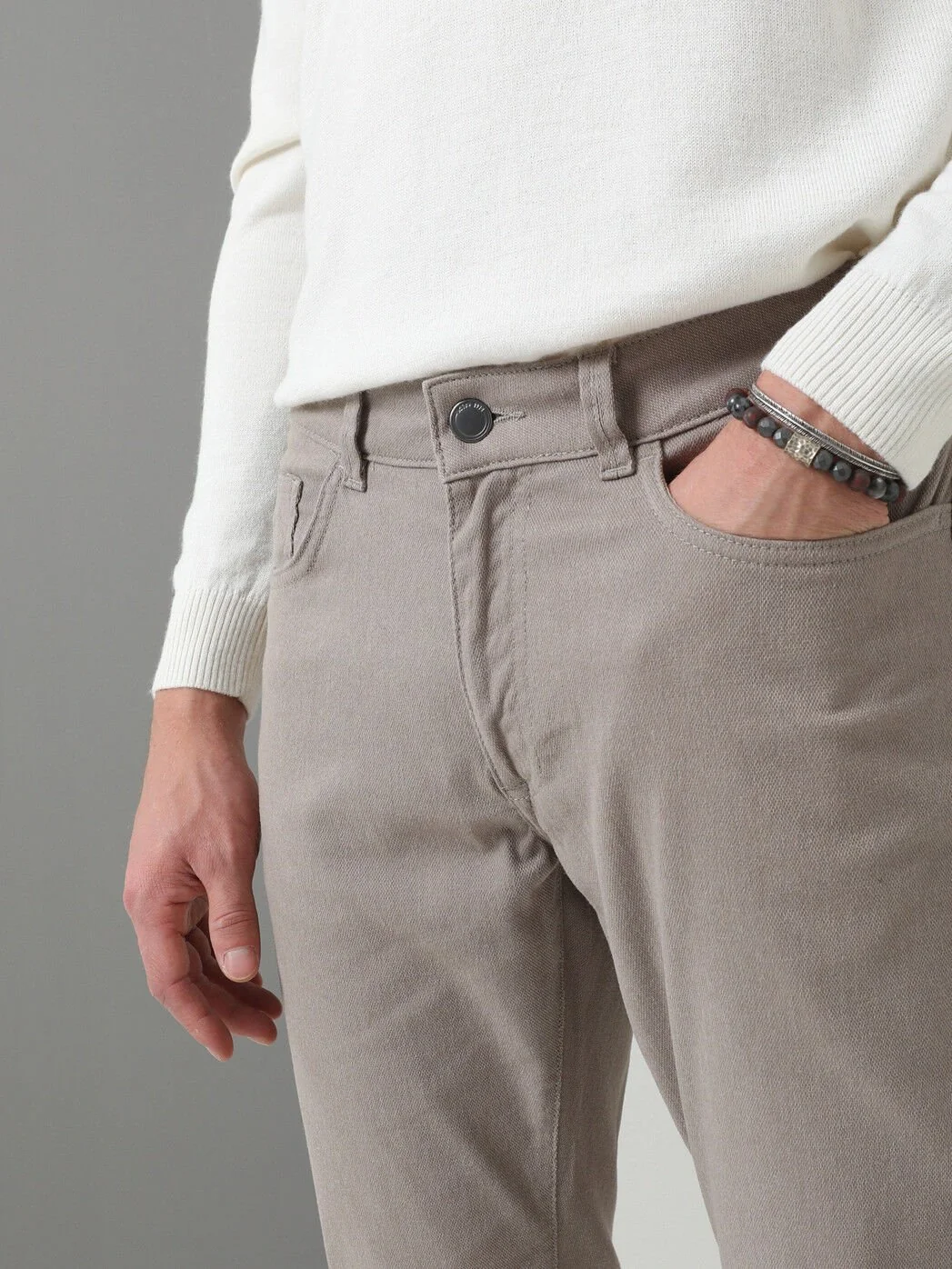 Vizon Dokuma Slim Fit Casual Pamuk Karışımlı Pantolon - 4