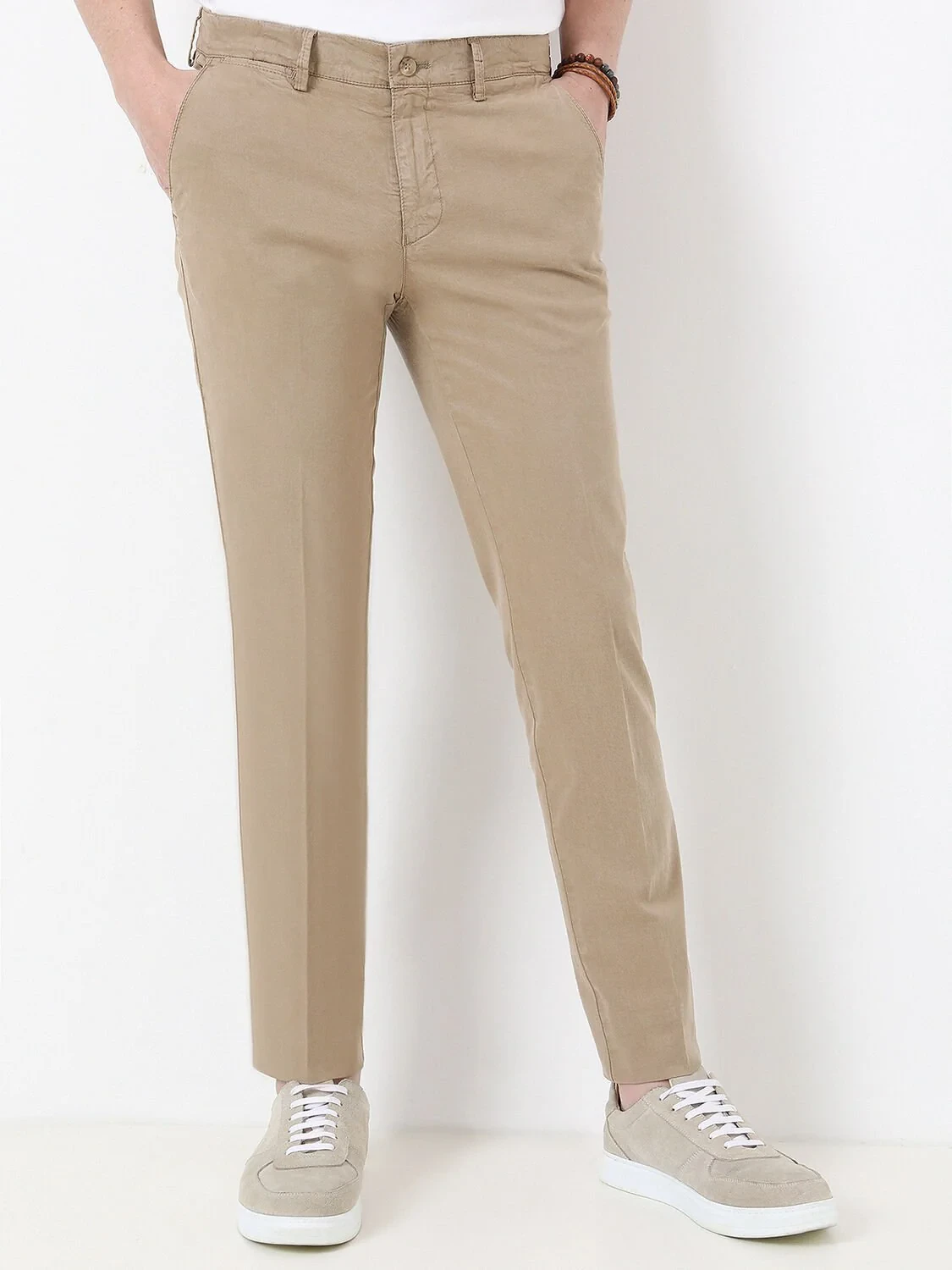 Vizon Dokuma Slim Fit Casual Pamuk Karışımlı Pantolon - 1