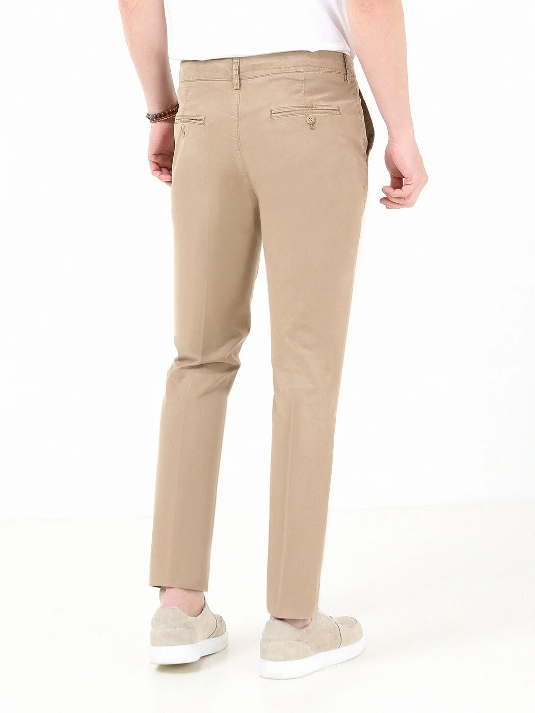 Vizon Dokuma Slim Fit Casual Pamuk Karışımlı Pantolon - 4