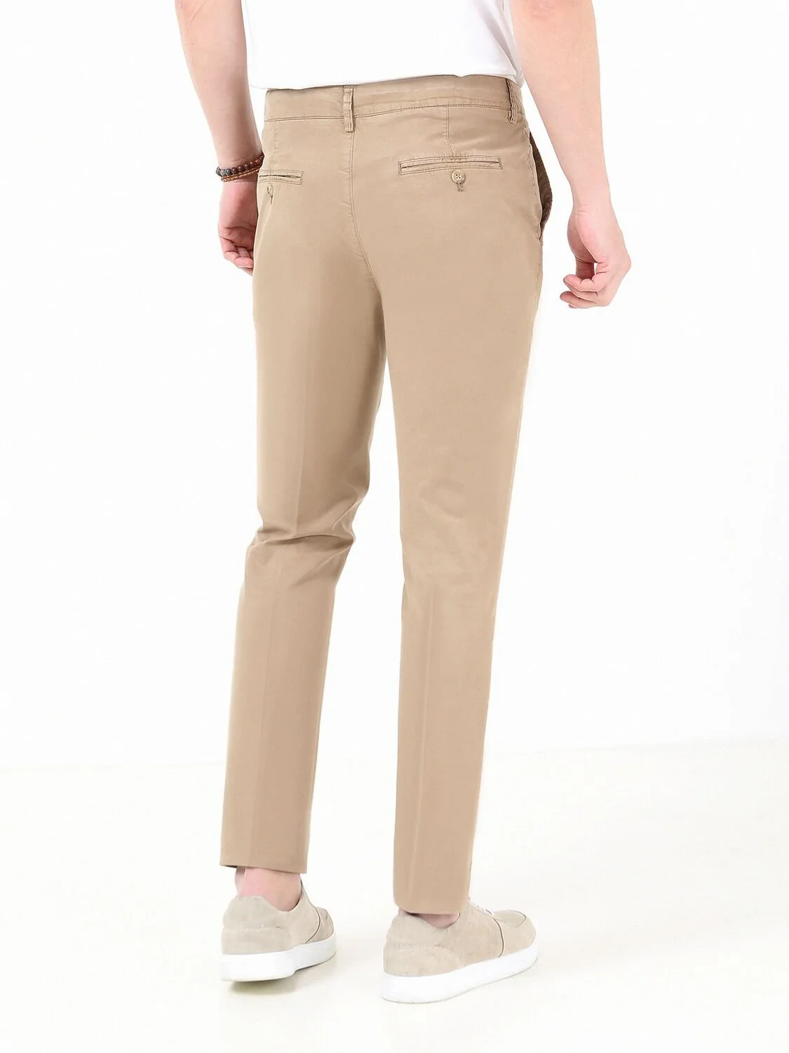 Vizon Dokuma Slim Fit Casual Pamuk Karışımlı Pantolon - 4
