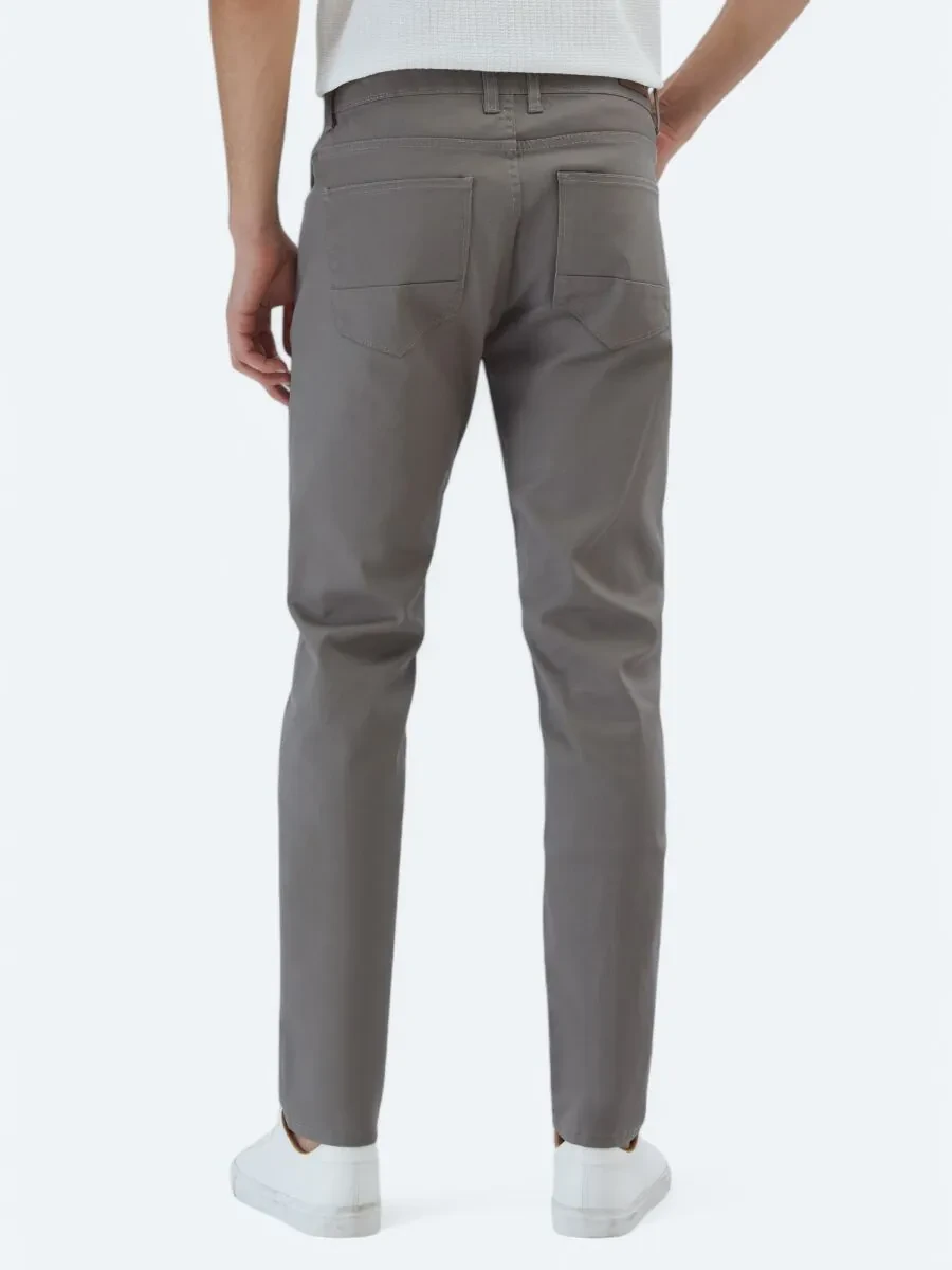 Vizon Düz Dokuma Regular Fit Casual Pamuk Karışımlı Pantolon - 5