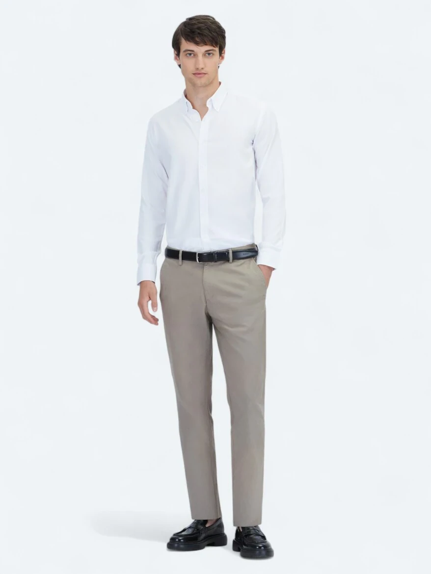 Vizon Düz Dokuma Regular Fit Casual Pamuk Karışımlı Pantolon 