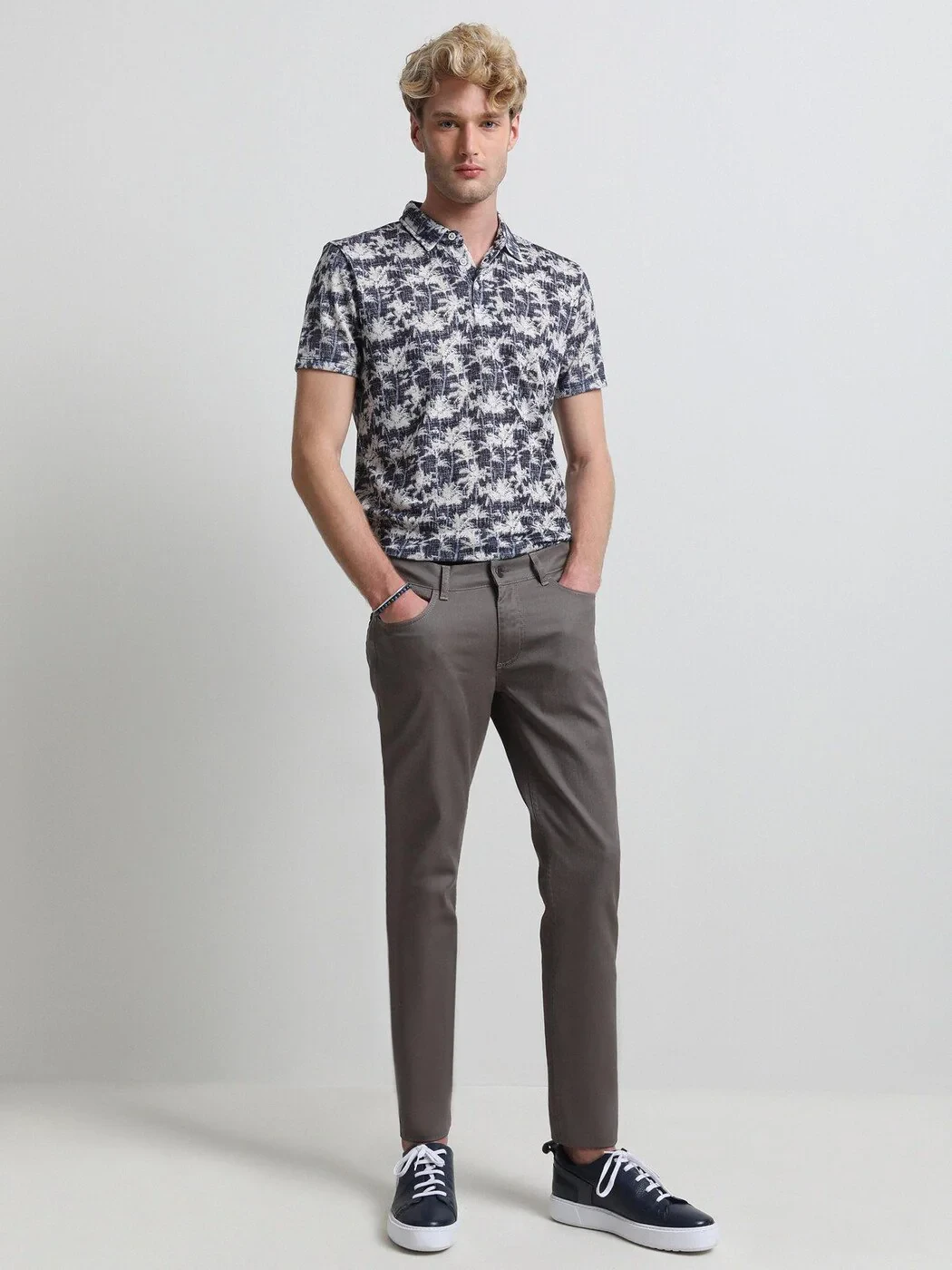 Vizon Düz Dokuma Slim Fit Casual Pamuk Karışımlı Pantolon - 1