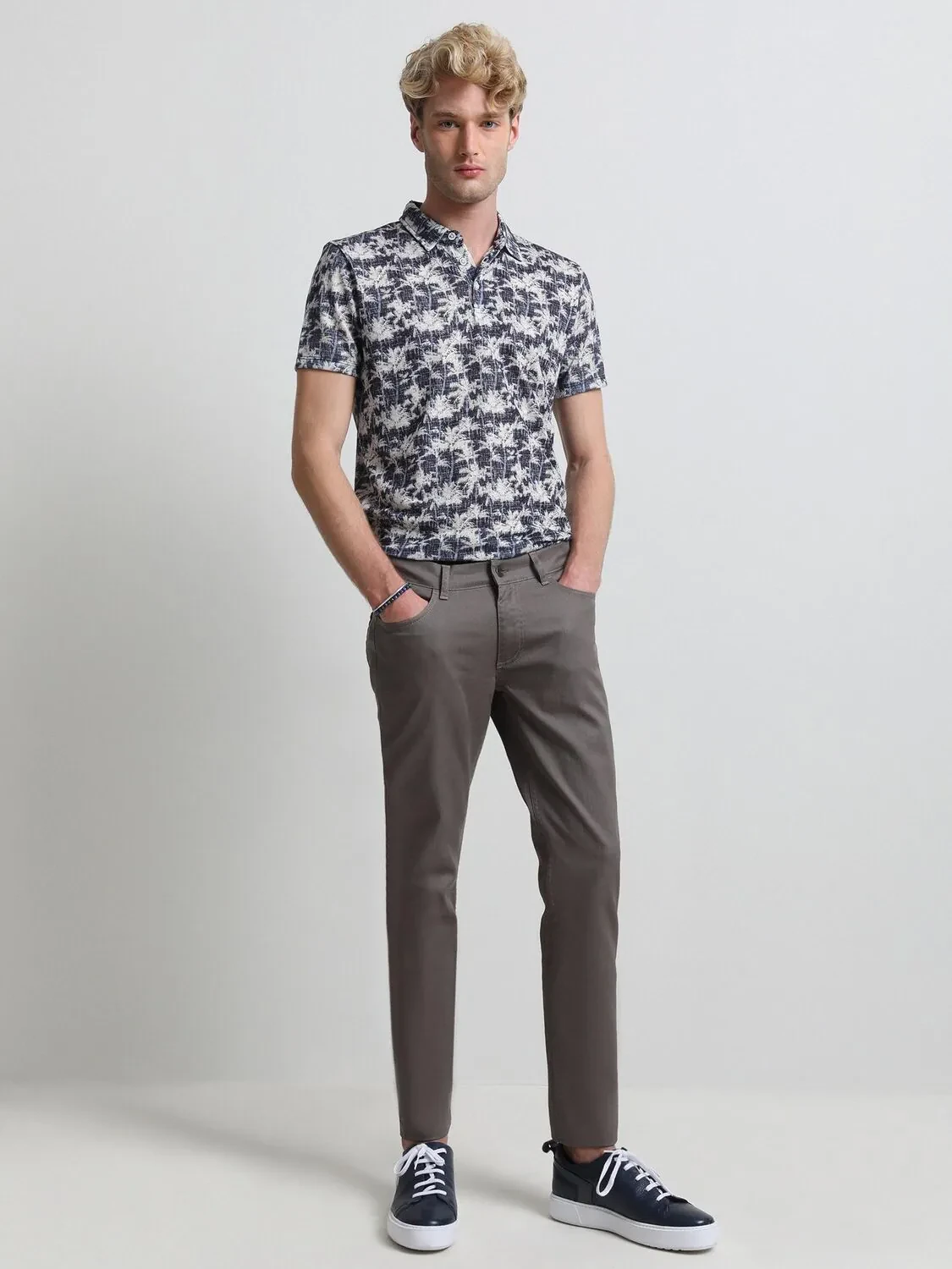 Vizon Düz Dokuma Slim Fit Casual Pamuk Karışımlı Pantolon - 1